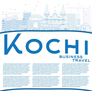 Anahat Kochi manzarası ile mavi binalar ve kopya alanı.