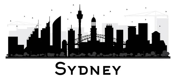 Sídney City skyline silueta en blanco y negro . — Vector de stock