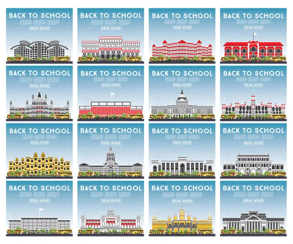 Üniversite, yüksek okul ve üniversite çalışma afiş kümesi.