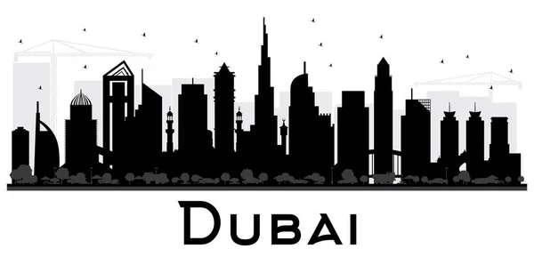 Dubai Uae City skyline svartvit siluett. — Stock vektor