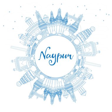 Anahat Nagpur manzarası ile mavi binalar ve kopya alanı.