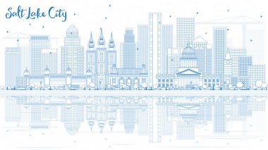 Anahat Salt Lake City Skyline mavi binalar ve Reflectio ile