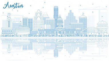Anahat Austin Skyline mavi binalar ve yansımalar.