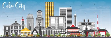 Cebu City, Filipinler manzarası gri binalar ve mavi gökyüzü ile.