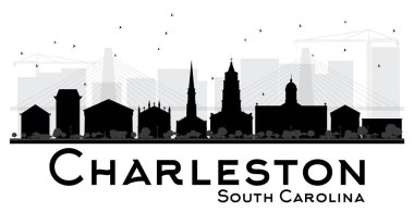 Charleston Güney Carolina şehir manzarası siyah ve beyaz silhouett