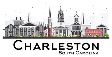 Charleston Güney Carolina manzarası ile gri binalar izole o