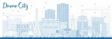 Mavi binaları ile anahat Davao City Filipinler manzarası.