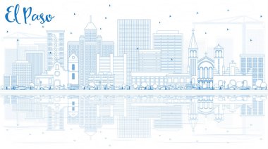 Anahat El Paso manzarası ile mavi binalar ve yansımalar.