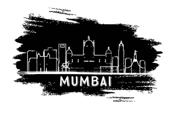 Mumbai Indie Skyline sylwetka. Ręcznie rysowane szkic. — Wektor stockowy
