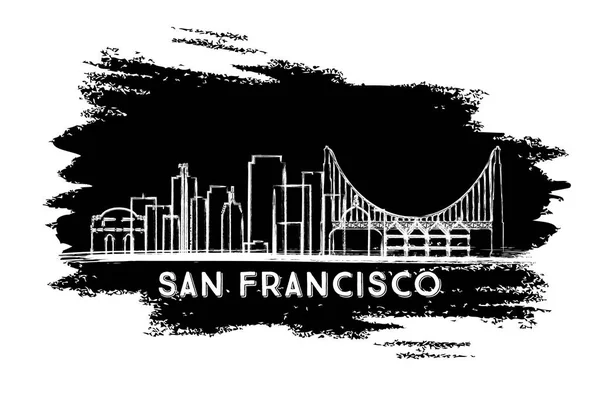 San Francisco Skyline van silhouet. Hand getrokken schets. — Stockvector