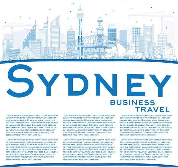 Outline Sydney Australia Skyline con edifici blu e copia Sp — Vettoriale Stock