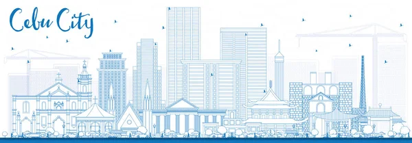 Outline Cebu City Philippines Skyline with Blue Buildings. — Stock Vector