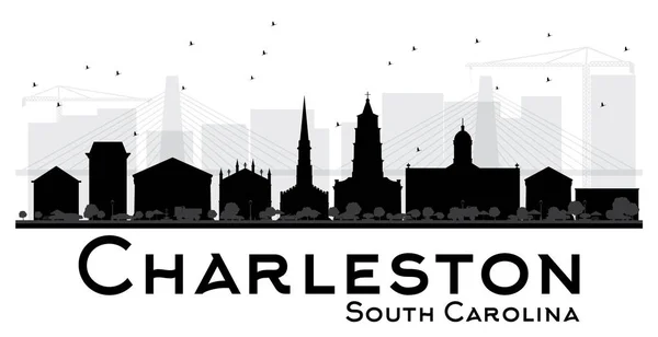 Charleston Güney Carolina şehir manzarası siyah ve beyaz silhouett