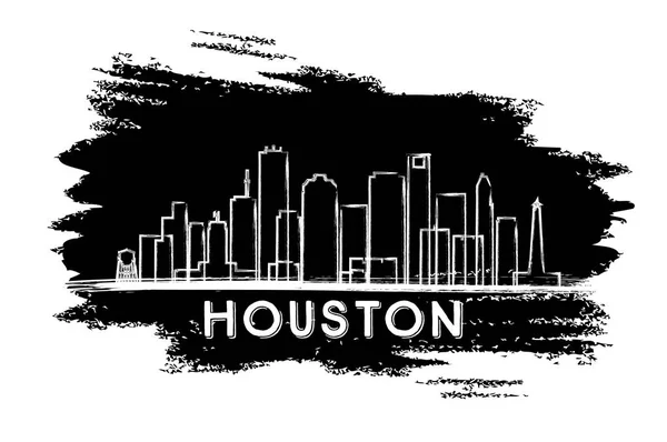 Houston Skyline Silhouette. Schizzo disegnato a mano . — Vettoriale Stock