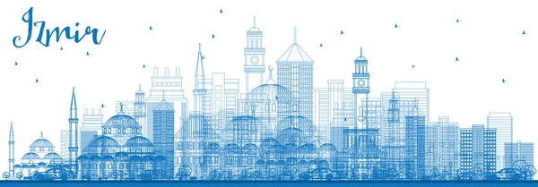 Outline Izmir Skyline with Blue Buildings. — Stock Vector