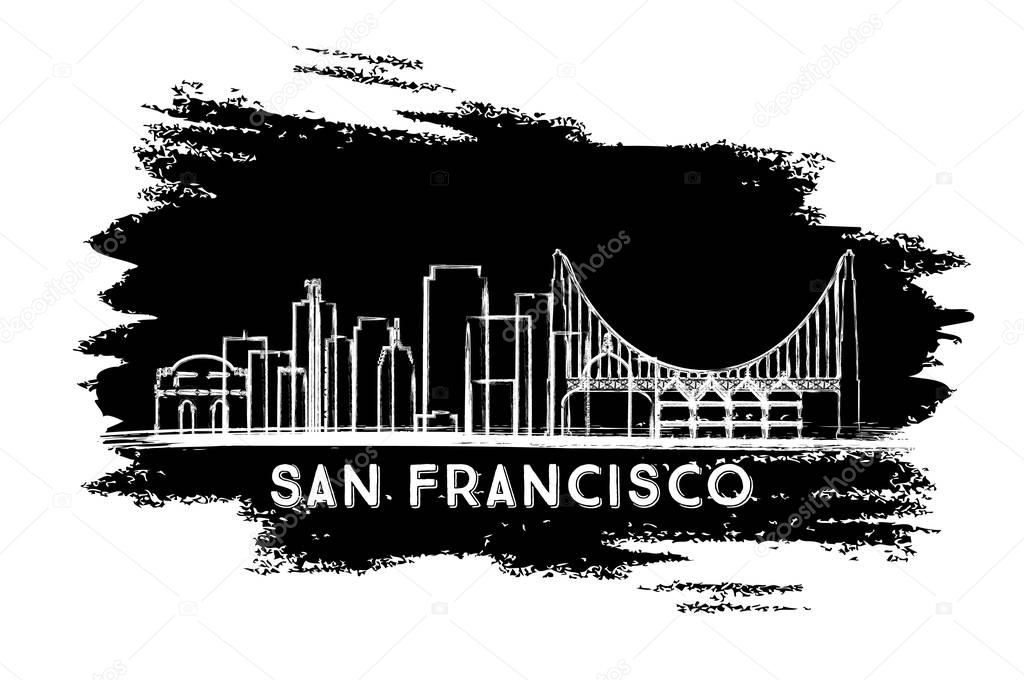 San Francisco Skyline Silhouette. Hand Drawn Sketch.