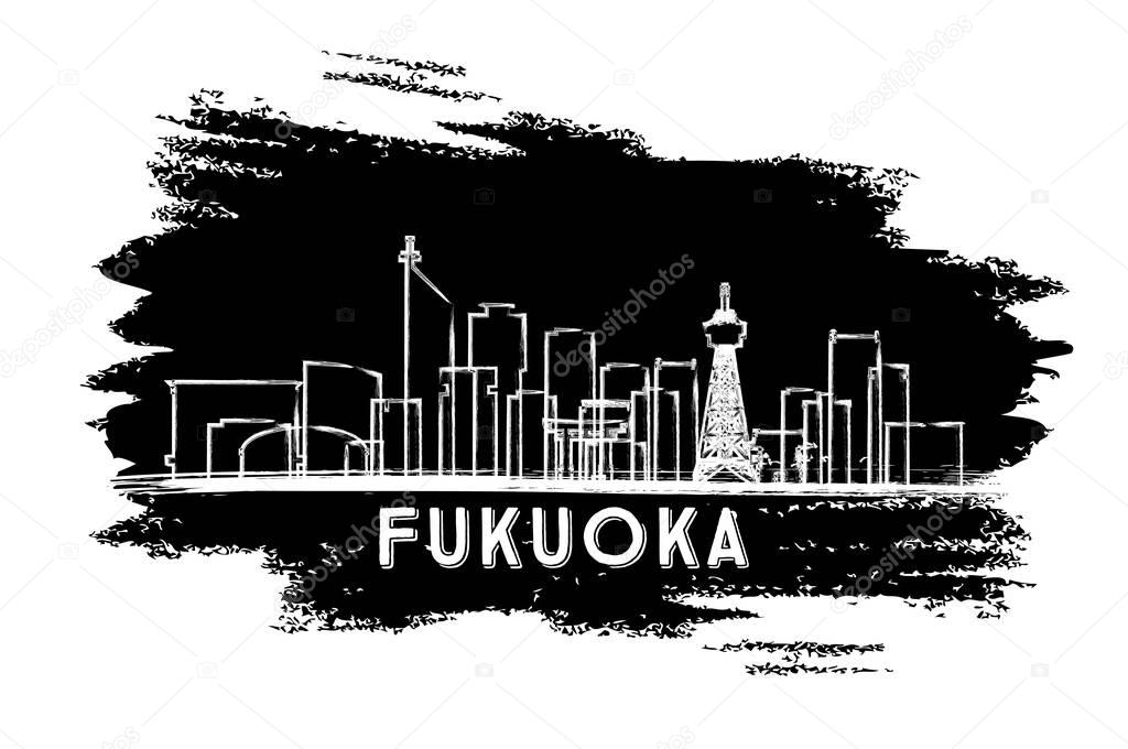 Fukuoka Japan Skyline Silhouette. Hand Drawn Sketch.