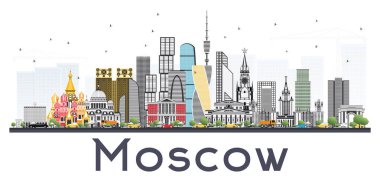 Moskova Rusya manzarası ile gri beyaz arkasında izole binalar