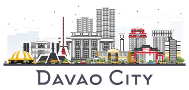 Davao City Filipinler manzarası gri W izole binalar