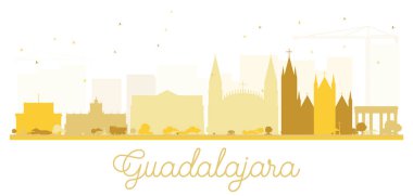 Guadalajara şehir manzarası altın siluet.