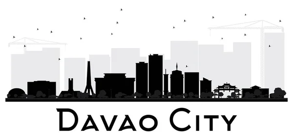 Davao City skyline biało-czarna sylwetka. — Wektor stockowy