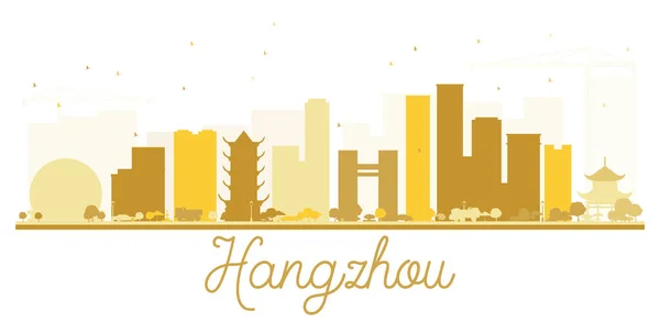 Hangzhou City skyline gyllene siluett. — Stock vektor