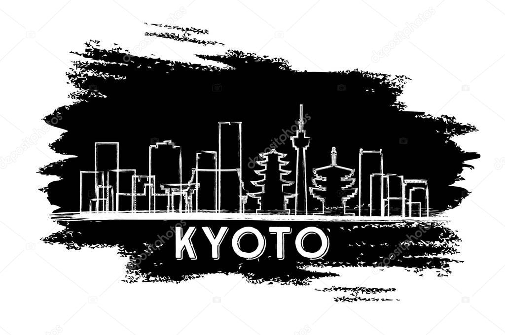 Kyoto Japan Skyline Silhouette. Hand Drawn Sketch.