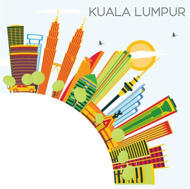 Kuala Lumpur manzarası renkli binalar, mavi gökyüzü ve kopya Spa
