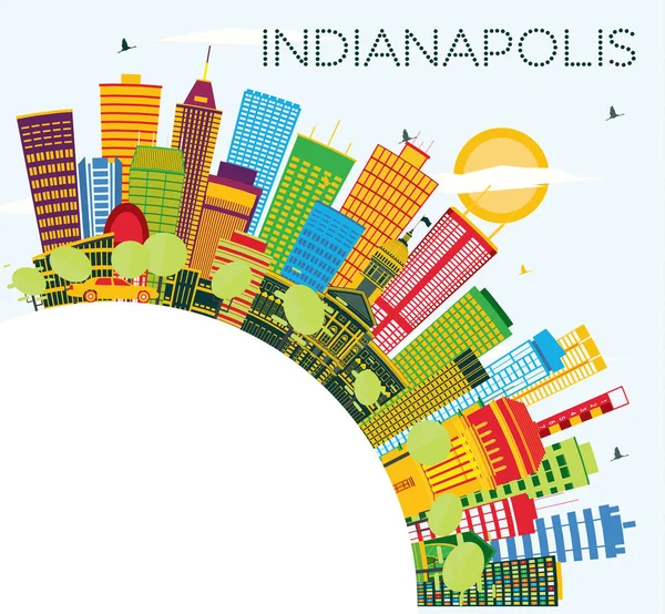 Indianapolis Skyline with Color Buildings, Blue Sky and Copy Spa — Stock Vector