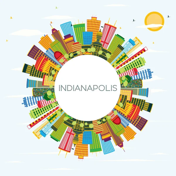 Indianapolis manzarası renkli binalar, mavi gökyüzü ve kopya Spa