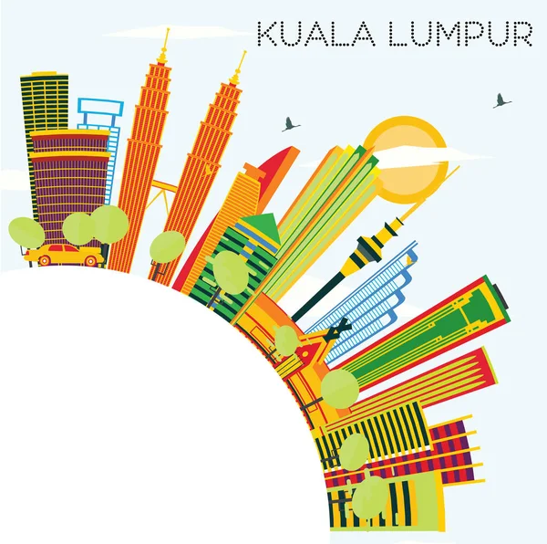 Kuala Lumpur Skyline con edifici a colori, cielo blu e Copia Spa — Vettoriale Stock