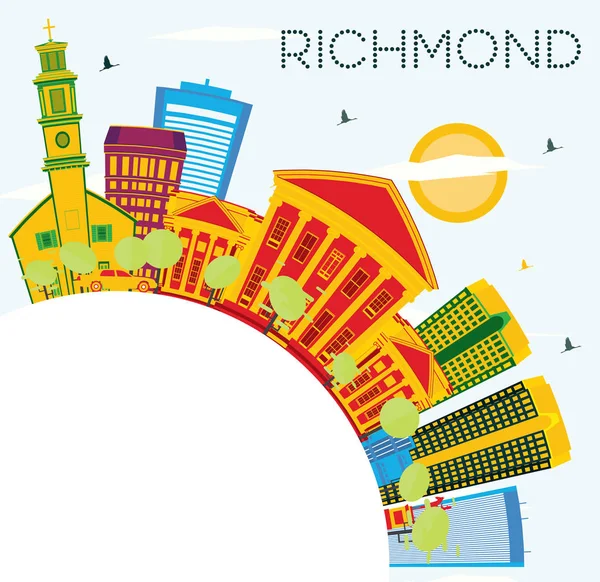 Richmond Skyline dengan Color Buildings, Blue Sky dan Copy Space . - Stok Vektor