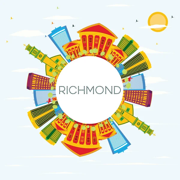 Richmond Skyline avec bâtiments de couleur, ciel bleu et espace de copie . — Image vectorielle