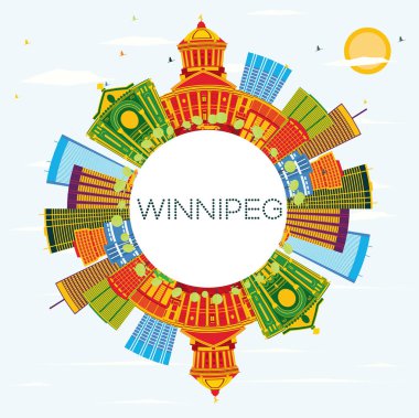 Winnipeg Skyline with Color Buildings, Blue Sky and Copy Space. clipart
