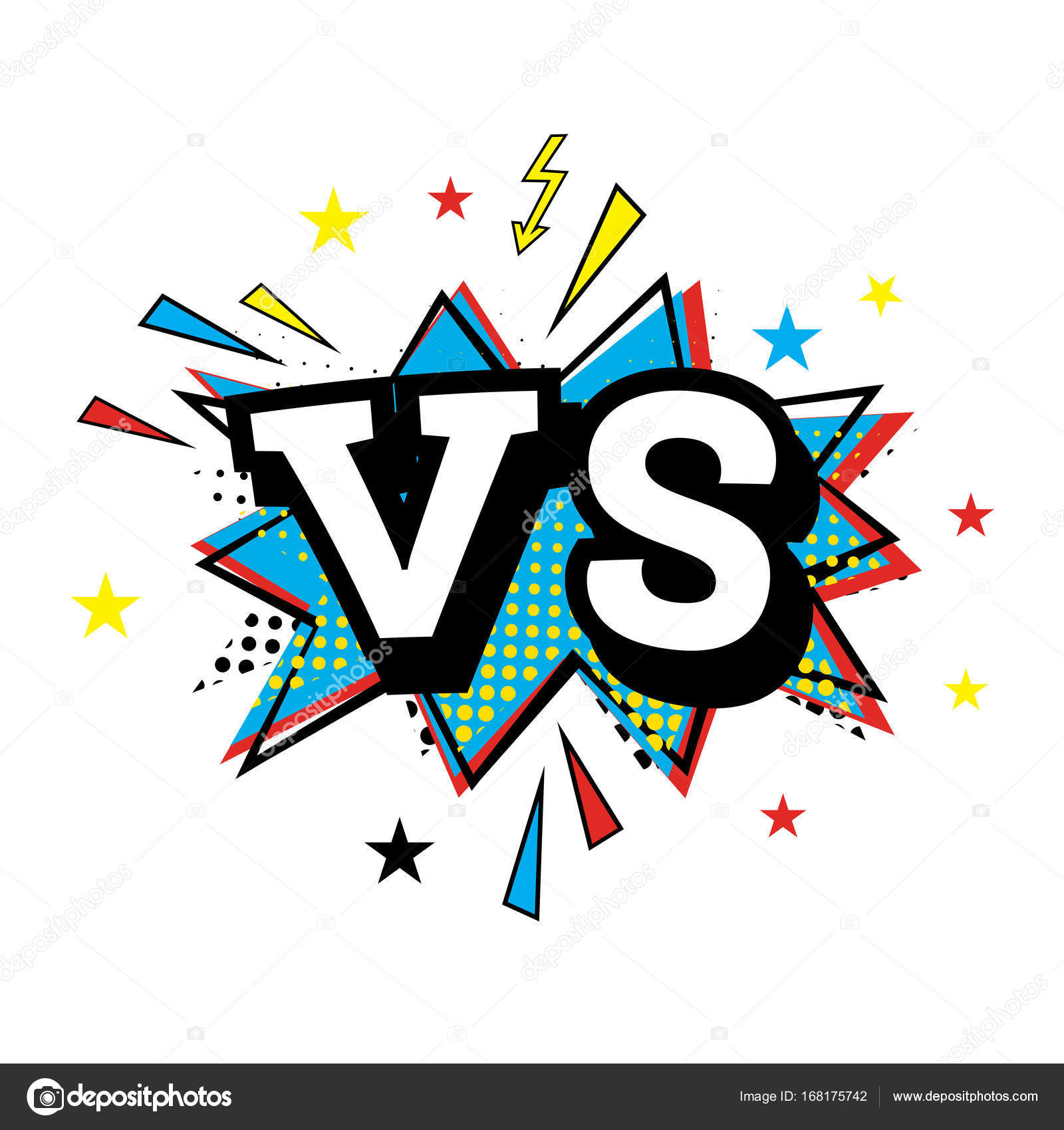 Versus Letters or VS Logo. Comic Text in Pop Art Style. — Stock Vector