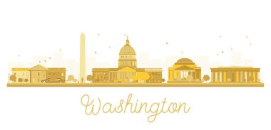 Washington Dc şehir manzarası altın siluet.