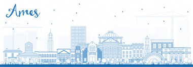 Anahat Ames Iowa manzarası ile mavi binalar.