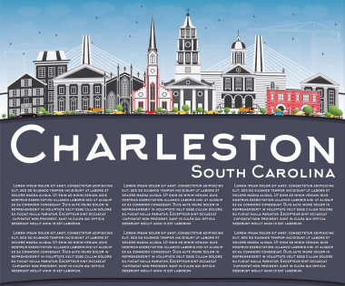 Charleston Güney Carolina manzarası gri binalar, mavi gökyüzü 