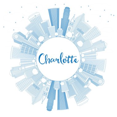 Anahat Charlotte manzarası ile mavi binalar ve kopya alanı.
