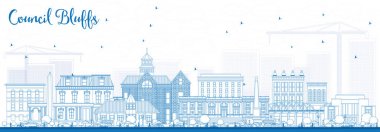 Anahat Council Bluffs Iowa manzarası ile mavi binalar.