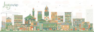 Lugano İsviçre manzarası renkli binalar.