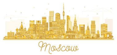 Moskova şehir manzarası altın siluet.
