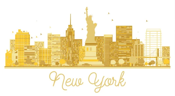 New York City Skyline goldene Silhouette. — Stockvektor