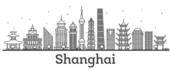 Aperçu de Shanghai Skyline avec des bâtiments modernes . — Image vectorielle