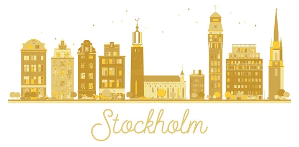 Stockholm Sweden City skyline golden silhouette. — Stock Vector
