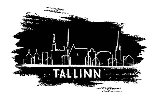 タリンのエストニアのスカイラインのシルエット。手描きのスケッチ. — ストックベクタ