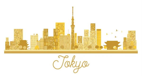 Tokyo City skyline gyllene siluett. — Stock vektor