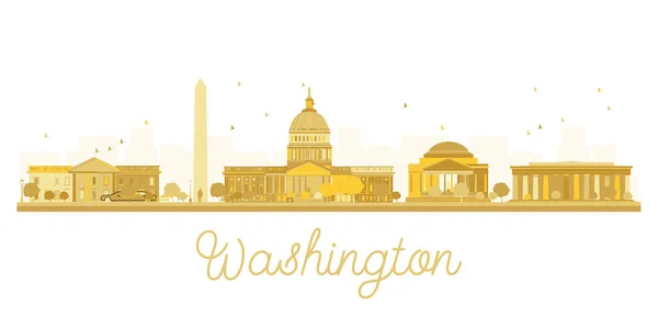 Washington Dc şehir manzarası altın siluet. — Stok Vektör