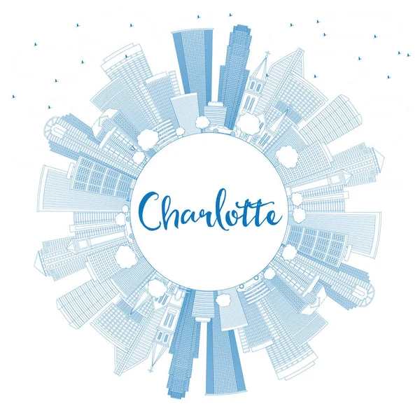 Anahat Charlotte manzarası ile mavi binalar ve kopya alanı.