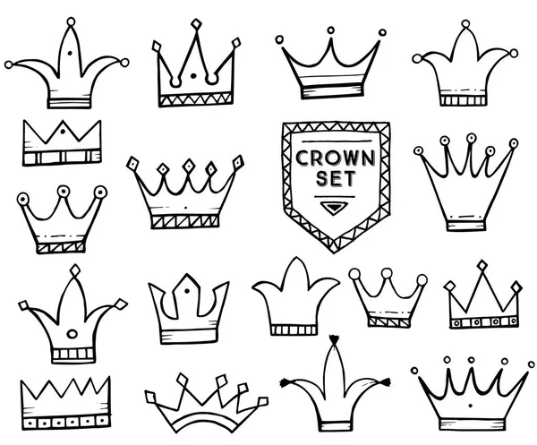 Set of Hand Drawn Cartoon Crowns. — Stock Vector